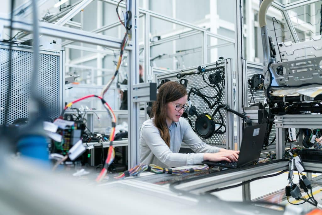 engineer at her workspace